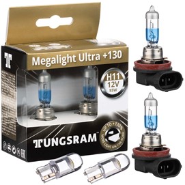 Żarówki H11 TUNGSRAM Megalight Ultra +130% 12V 55W + LED W5W