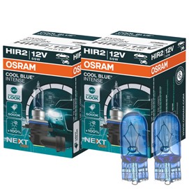 Żarówki HIR2 OSRAM Cool Blue Intense Next Gen 12V 55W (5000K) + żarówki W5W Super White