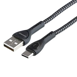 Kabel USB > USB-C do ładowania i synchronizacji, w oplocie z mikrofibry, podświetlenie LED, 200 cm, WAYME