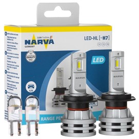 Żarówki LED H7 NARVA Range Performance LED 12/24V 24W (6500K) + żarówki LED W5W