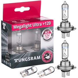 Żarówki H7 TUNGSRAM Megalight Ultra +120% 12V 55W + LED W5W