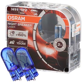 Żarówki H11 OSRAM Night Breaker Laser Next Generation 12V 55W + żarówki W5W Super White