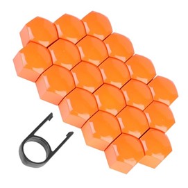 Nakładki, nasadki na śruby pomarańczowe 17mm, 20szt. + kluczyk