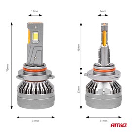 Żarówki LED H10 / HIR1 / HB3 AMiO HP Full Canbus 12V 24V 50W (6500K, 4500lm)