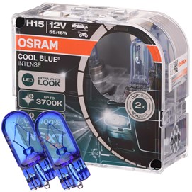 Żarówki H15 OSRAM Cool Blue Intense Next Gen 12V 55/15W (3700K) + żarówki W5W Super White