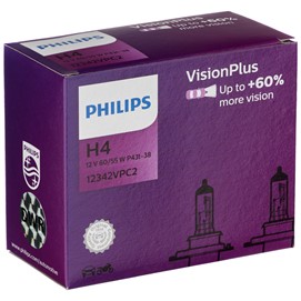 Żarówki H4 PHILIPS VisionPlus +60% 12V 60/55W + żarówki W5W