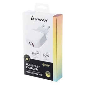 Ładowarka sieciowa MYWAY 20W USB-C PD + QC3.0