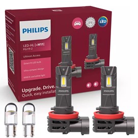 Żarówki LED H11 PHILIPS Ultinon Access 2500 12V 20W (LED-HL, 6000K, łatwy montaż) + żarówki LED W5W