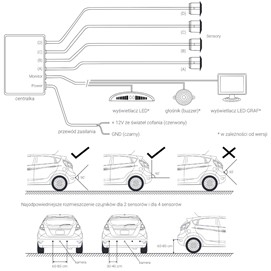 Czujniki parkowania na tył z wyświetlaczem i buzzerem AMIO 22mm (białe)