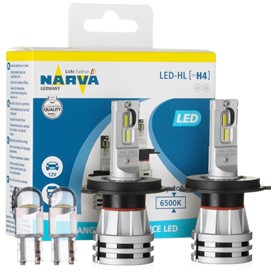 Żarówki LED H4 NARVA Range Performance LED 12/24V 24W (6500K) + żarówki LED W5W