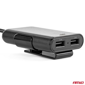 Ładowarka samochodowa AMIO 4 porty USB (dwu-strefowa)
