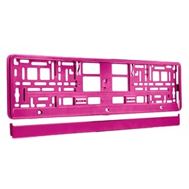 Metalizowane różowe ramki pod tablice rejestracyjne, do jednorzędowych tablic rejestracyjnych, zestaw 2 sztuk