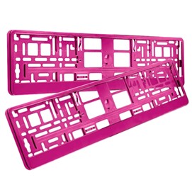 Metalizowane różowe ramki pod tablice rejestracyjne, do jednorzędowych tablic rejestracyjnych, zestaw 2 sztuk