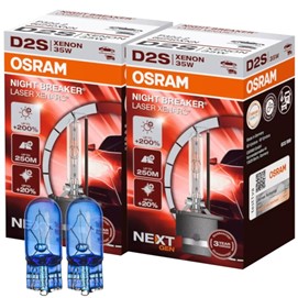 Żarniki D2S OSRAM Night Breaker Laser Xenarc Next Generation 85V 35W + żarówki W5W Super White