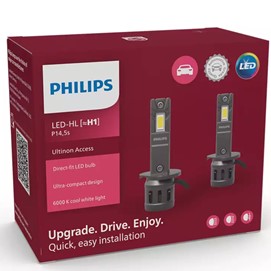 Żarówki LED H1 PHILIPS Ultinon Access 2500 12V 13W (LED-HL, 6000K, łatwy montaż) + żarówki LED W5W