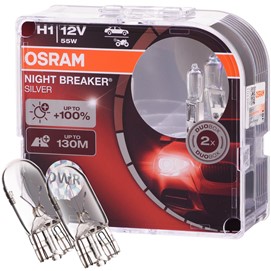 Żarówki H1 OSRAM Night Breaker Silver 12V 55W + żarówki W5W