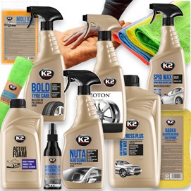 Zestaw kosmetyków samochodowych K2 do mycia karoserii (10 elementów)