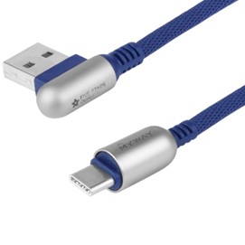 Kabel do ładowania i synchronizacji MYWAY oplot z mikrofibry 120cm USB - USB-C (kątowe)
