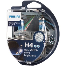 Żarówki H4 PHILIPS RacingVision GT200 12V 60/55W (o 200% jaśniejsze światło)