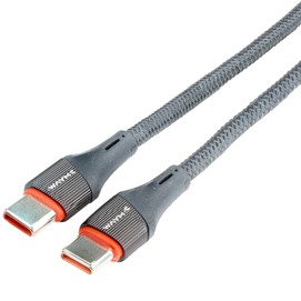 Kabel USB-C > USB-C do ładowania i synchronizacji, Power Delivery, 65W, w oplocie z mikrofibry, 100 cm, WAYME