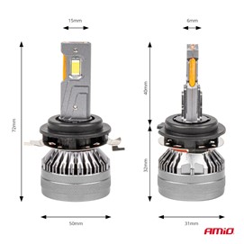 Żarówki LED H7-1 AMiO HP Full Canbus 12V 24V 50W (6500K, 4500lm)