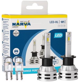 Żarówki LED H1 NARVA Range Performance LED 12/24V 19W (6500K) + żarówki LED W5W