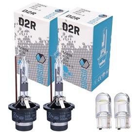 Żarniki D2R VISION 85V 35W 5000K (2 sztuki) + żarówki LED W5W